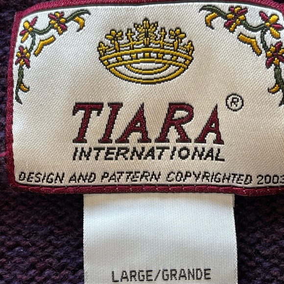Tiara size large zip front cardigan plum fair isle layer career work fall winter - Picture 4 of 16